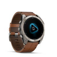 Fenix8_51_HR_Titanium_Leather_Front-right_0014_fenix8_voice_assistant_still